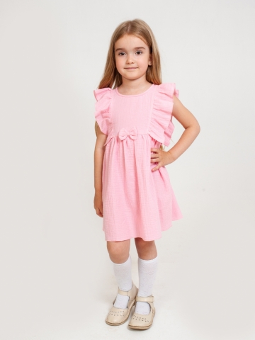 Купить 322-Р. Платье из муслина детское, хлопок 100% розовый, р. 74,80,86,92 в Сосновом Бору