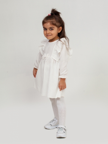 Купить 321-МО. Платье из муслина детское, хлопок 100% молочный, р. 98,104,110,116 в Сосновом Бору