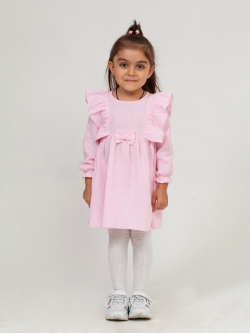 Купить 321-Р. Платье из муслина детское, хлопок 100% розовый, р. 98,104,110,116 в Сосновом Бору